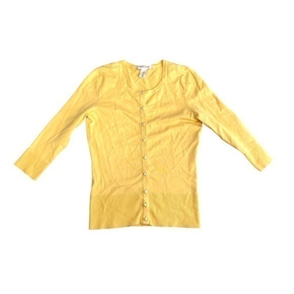 White House black market yellow cardigan knit sweater top